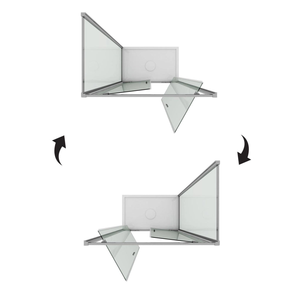 Box Doccia Angolare 80x90 cm 2 Ante Battenti in Cristallo Opaco 6mm H198 Fosterberg Aalborg Duo