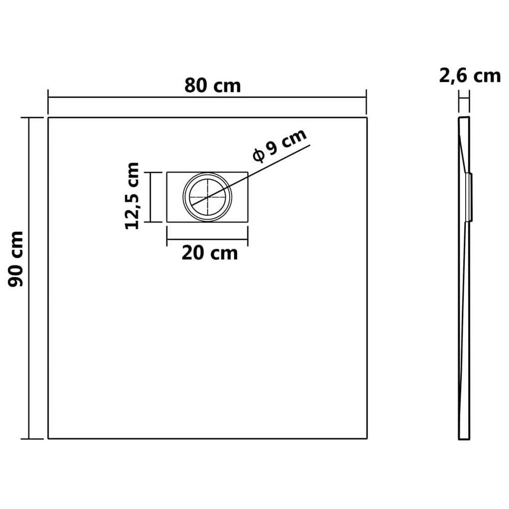 SMC White Shower Tray 90x80 Cm