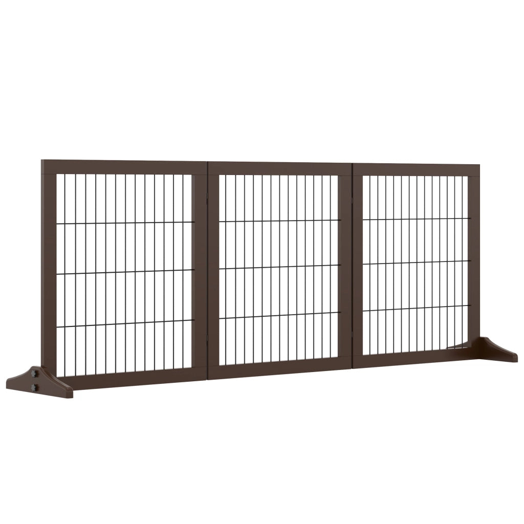 Cancelletto di Sicurezza Pieghevole per Animali Domestici 185x36x71 cm in Legno  Marrone