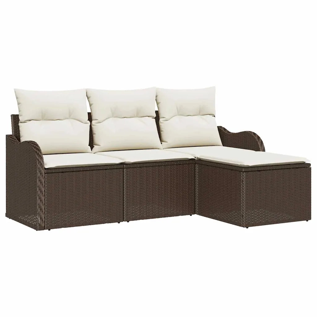 Set Divano da Giardino 4 pcs Marrone polyrattan