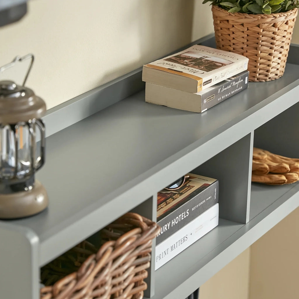 Appendiabiti da parete Appendiabiti da ingresso Mensola pensile con 3 cesti e 4 ganci, grigio chiaro 100x25x35cm FHK28-HG SoBuy