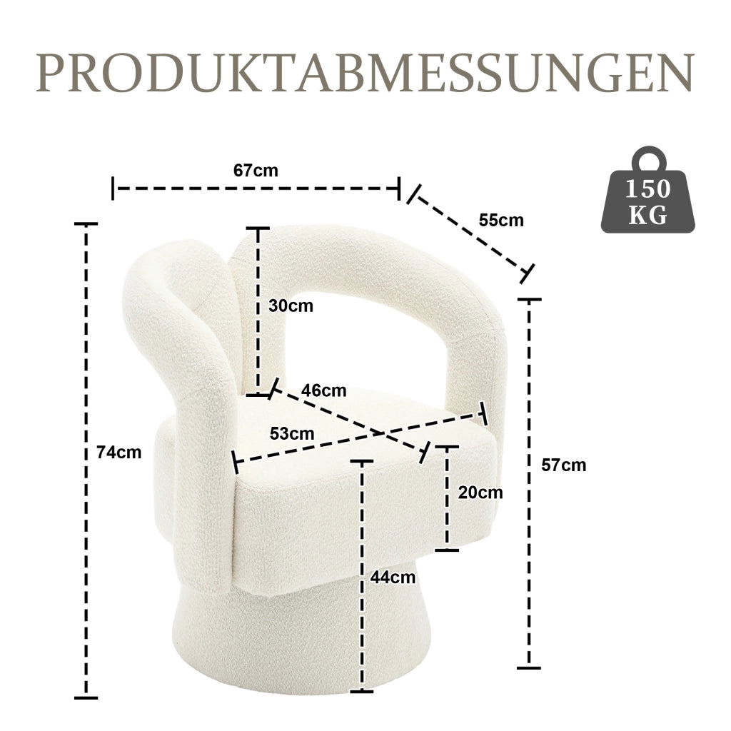 Poltrona Girevole Tonda Imbottita ¨C MINIMAL ¨C Tessuto Beige