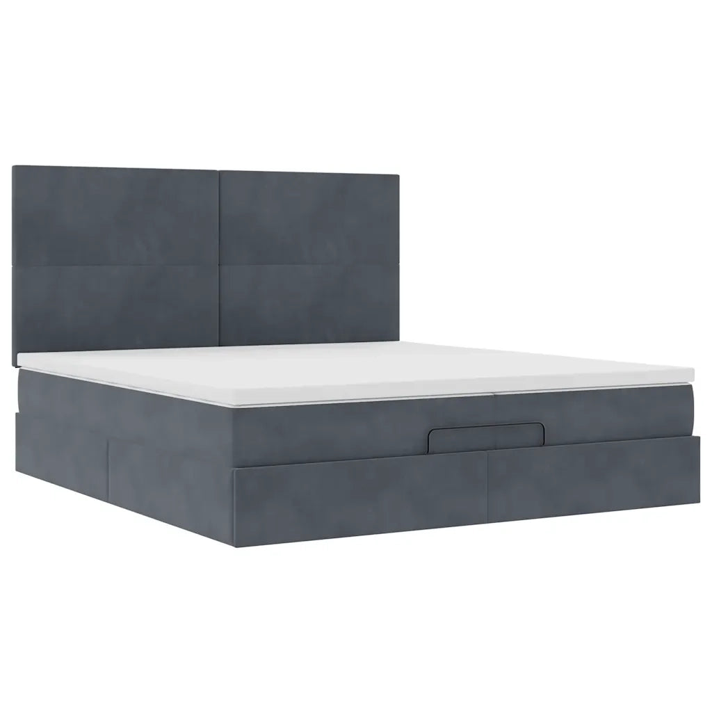 Struttura Letto Pouf con Materassi 200x200 cm Velluto 3314271