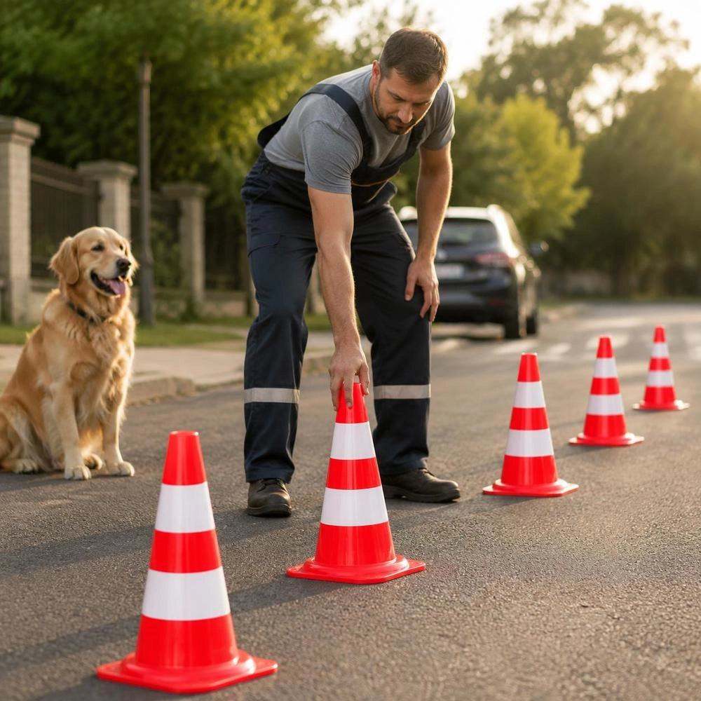 Reflective Traffic Cones, 20 Pieces, Red And White, 50 Cm