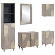 Set di Armadi da Bagno 5 pcs Grigio Legno di mango massello 3310156