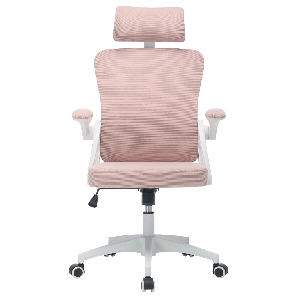 SEDIA UFFICIO in rete traspirante rosa con braccioli sollevabili e altezza regolabile