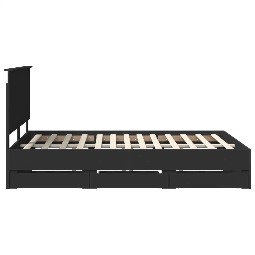 Letto matrimoniale | Letto per adulti | Struttura del letto Nero 140 x 200 cm Legno Ingegnerizzato