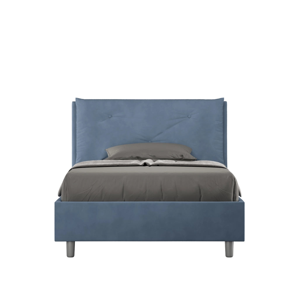 BS COM Letto una piazza e mezza contenitore imbottito 130x200 microfibra blu Large