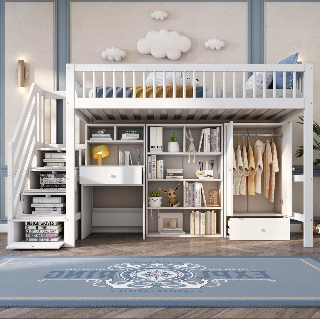 Letto multifunzionale per bambini 90x200 cm bianco