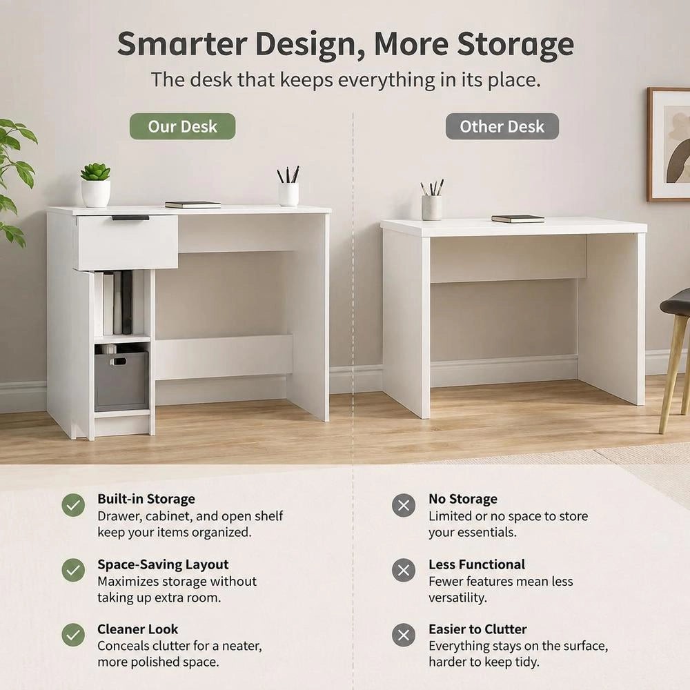 Desk White 100x50x75 Cm Wood Material