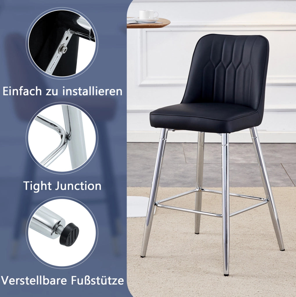 SGABELLO DA BAR Set da 2 pezzi 100 cm PU nero/metallo argento