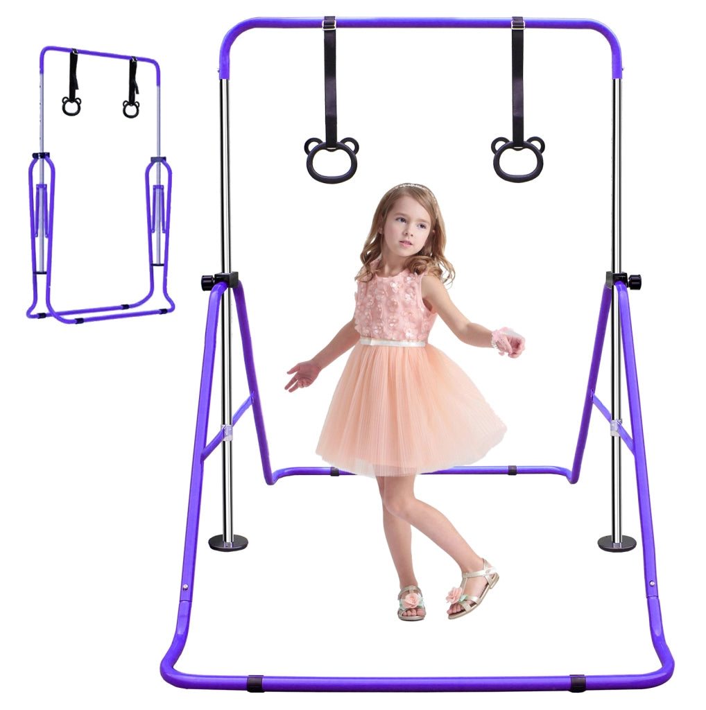 Sbarra da ginnastica per bambini 145x100x130 cm in acciaio viola regolabile