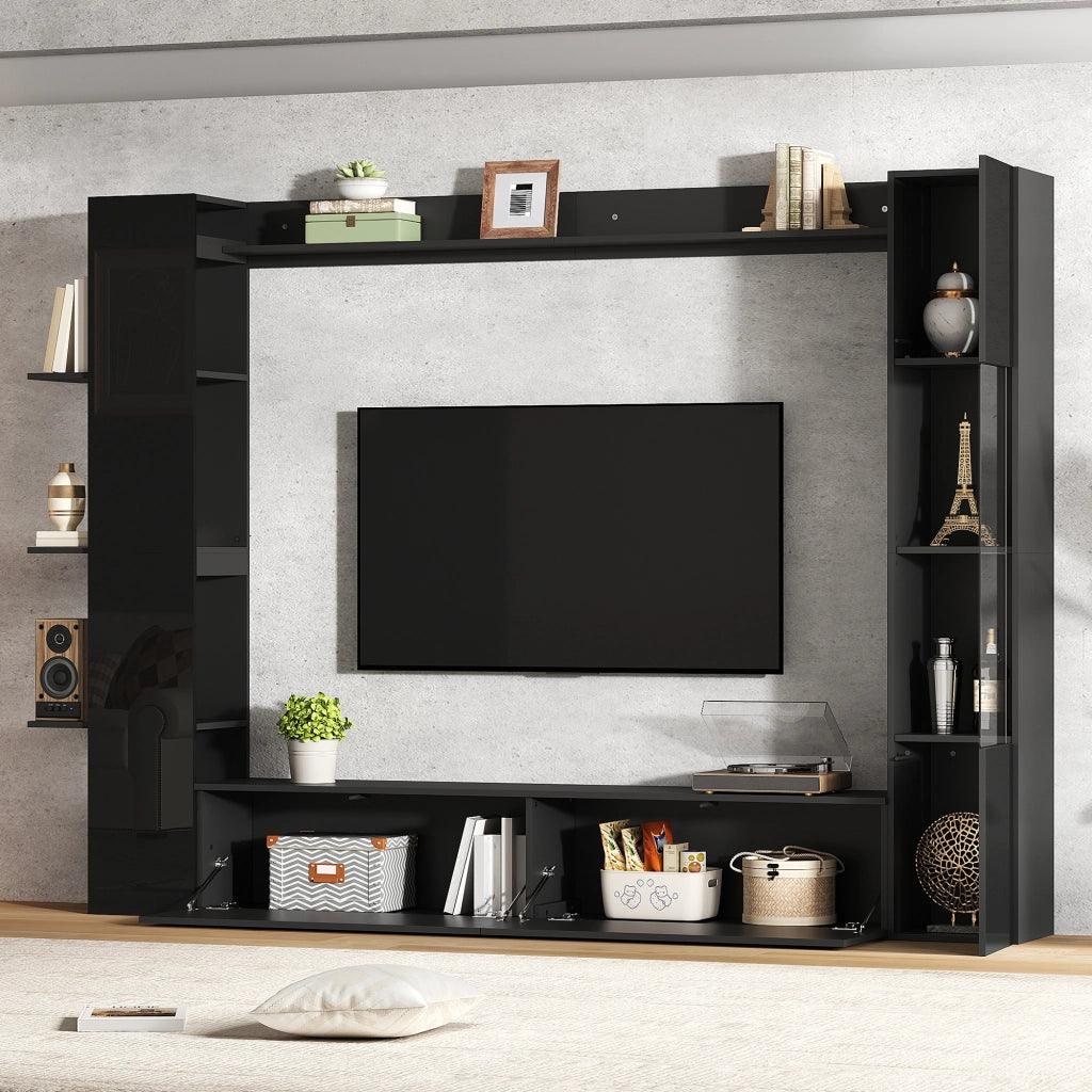 Mobile Parete Soggiorno con Vetrina e TV ¨C MINIMAL ¨C Nero