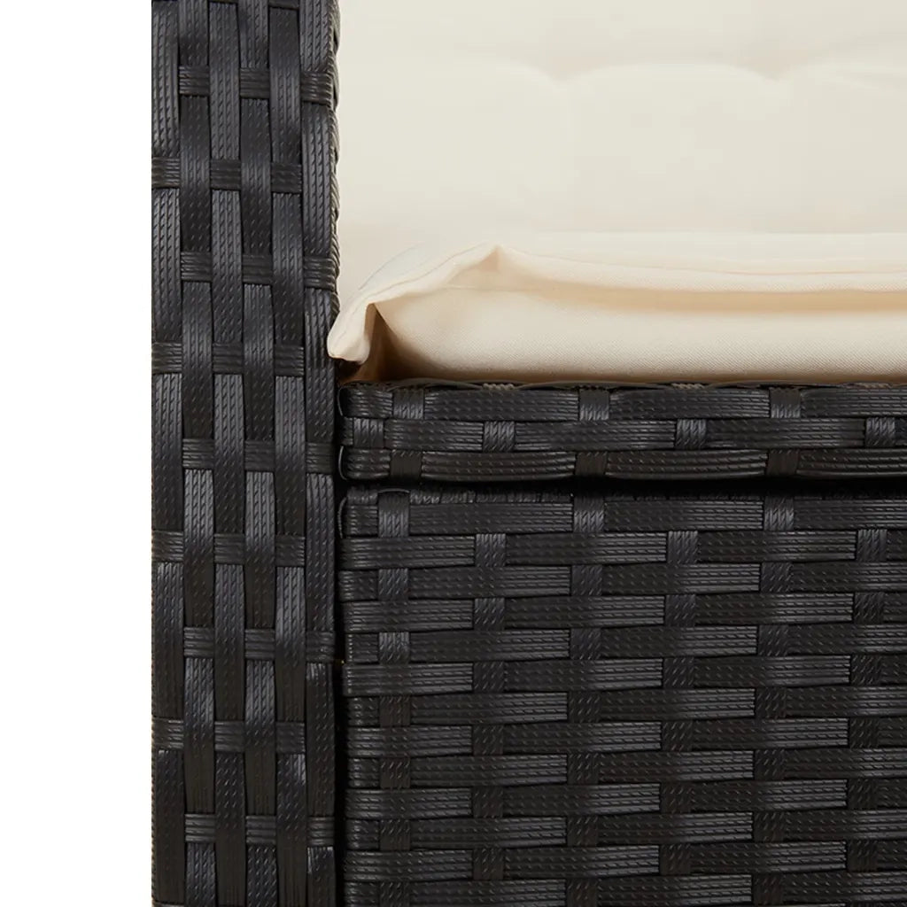 Set da Pranzo da Giardino 9 pz con Cuscini Nero in Polyrattan 3212682