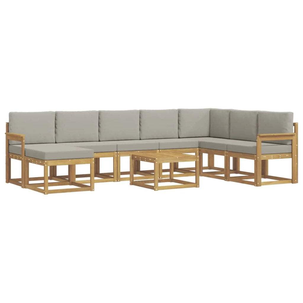 Set di divani da esterno 9 pz Bianco e Grigio Chiaro 3388075