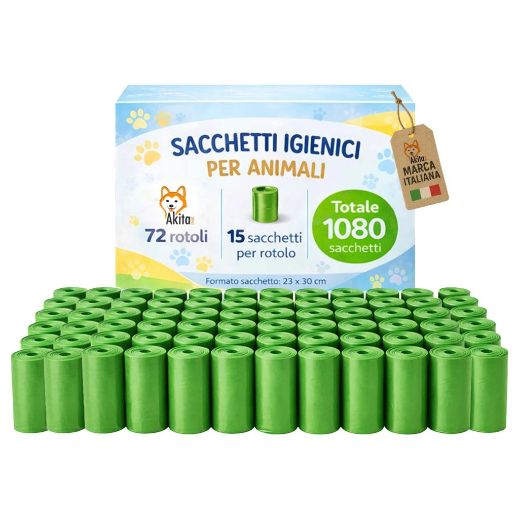 Akitaink Sacchetti Igienici Animali 1080 Pz Verdi