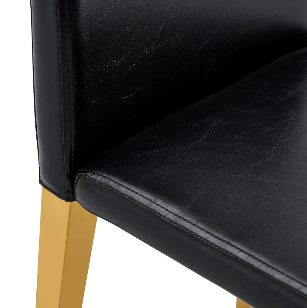 Set di 2 sedie da pranzo nere e oro in metallo e similpelle PU, alte 90 cm