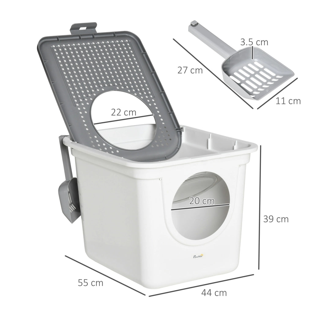 Lettiera chiusa 55x44x39 cm in plastica bianca con paletta, per interni –