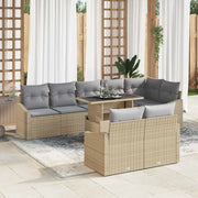 Set Divano da Giardino con cuscino 9 pcs Beige e Grigio Chiaro 3357763