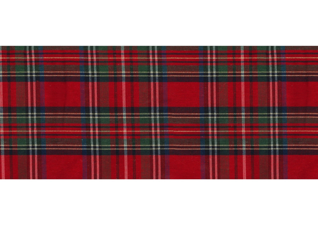 Tappeto Passatoia Con Retro Antiscivolo Disegno Natalina Lurex Tartan Scozzese Rosso - 50x140 - Natalina