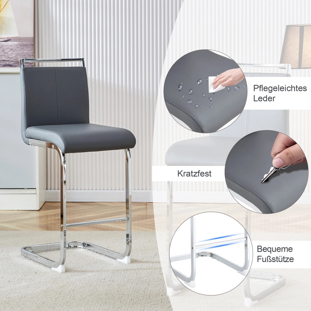 SGABELLO DA BAR Set da 2 pezzi 96,5 cm Grigio Scuro in PU e metallo
