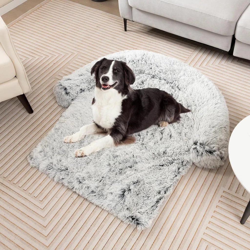 Cuccia per Cani in Peluche, Tappettini da Letto per Cani con Fondo Antiscivolo, Copertura Rimovibile e Lavabile, Cuscino Morbido (M, bianco)