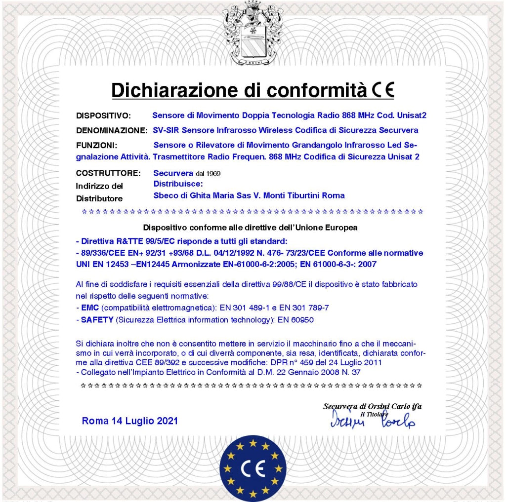 Infrarosso Allarme Wireless Grandangolo da Interno 15 Metri 5 Pezzi Rileva Movimento Estranei Antifurto Radio Bidirezionale Codice UNISAT2 Anti Jamming Antimanomissione Sensore Volumetrico look down