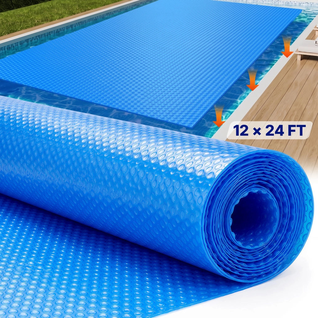 Telo Termico Copertura Solare per Piscina Rettangolare 7,32 x 3,66 m in PE Blu, Spessore 0,4 mm, Riscaldamento Acqua e Protezione per Giardino