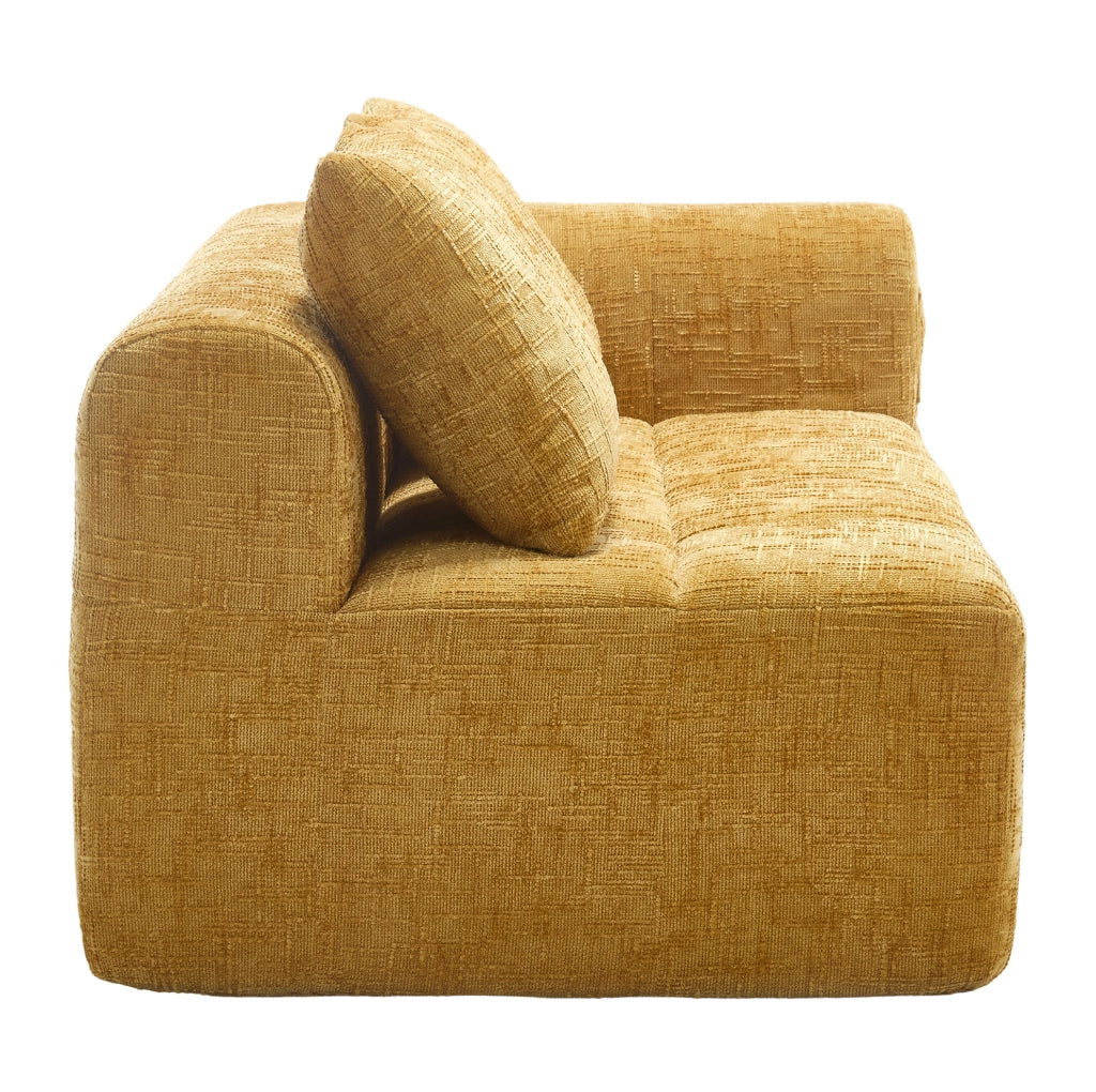 Divano con chaise longue giallo in chenille; 158x90x60 cm