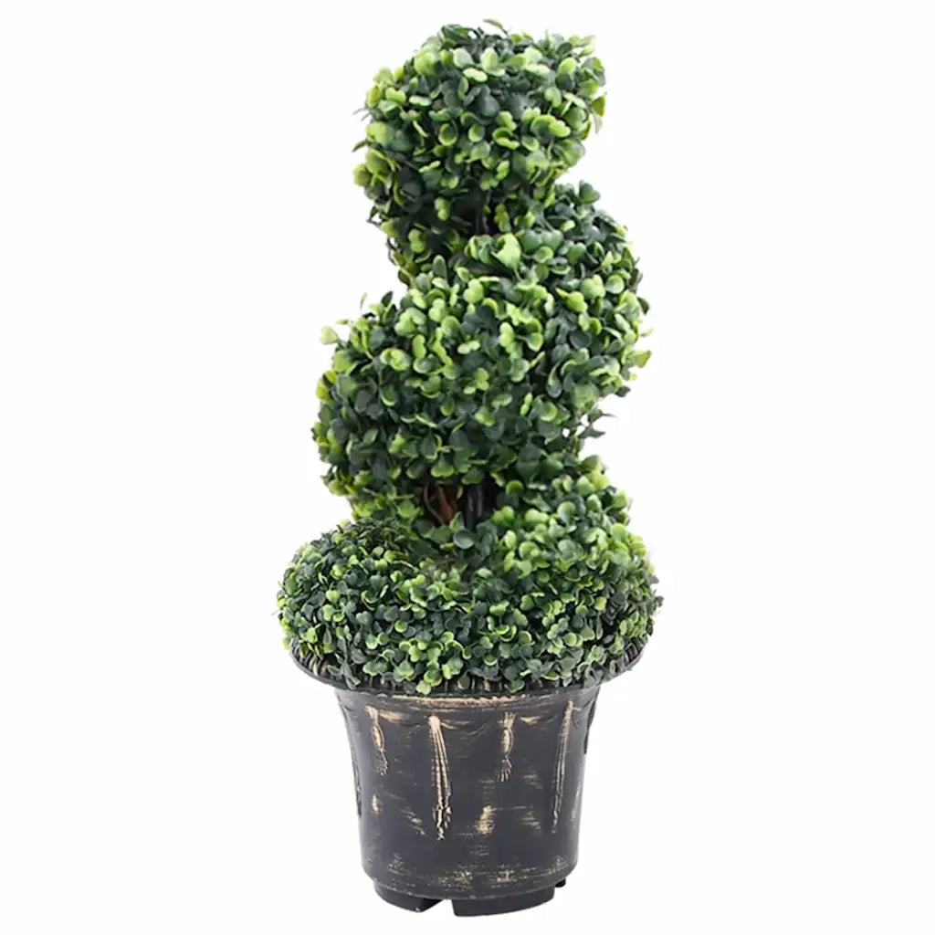 Pianta di Bosso Artificiale a Spirale con Vaso Verde 59 cm 336507