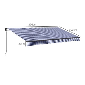 Tenda da sole con manovella regolabile in poliestere blu