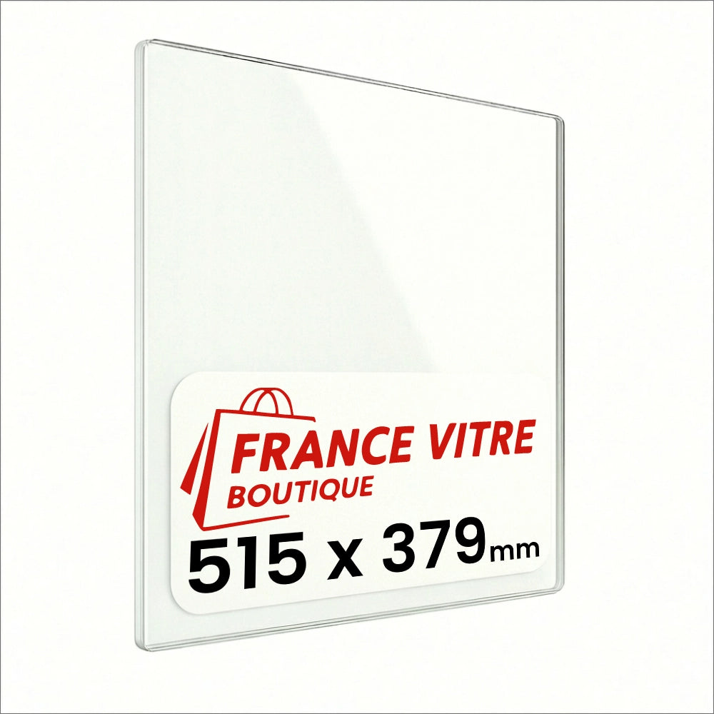 515 x 379 x 4 mm - Vetro per stufa a legna - vetro camino di ricambio - vetro per caminetto resistente al fuoco - France Vitre
