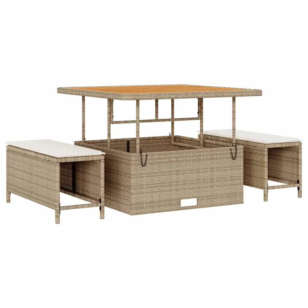 Set Divano da Giardino con cuscino 12 pcs Beige Poly Rattan