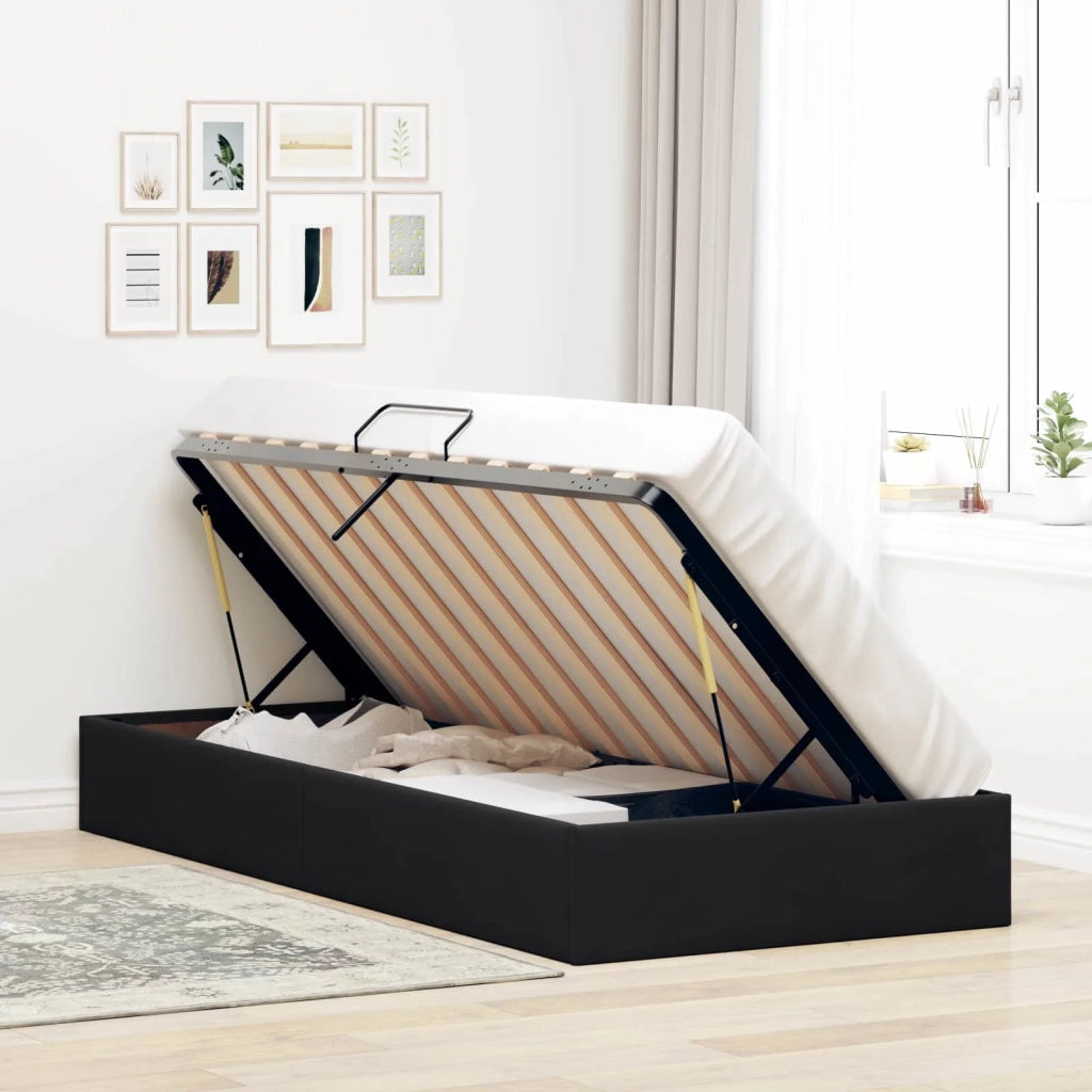 Letto ottomano con archiviazione Nero 90 x 190 cm Velluto 3442852