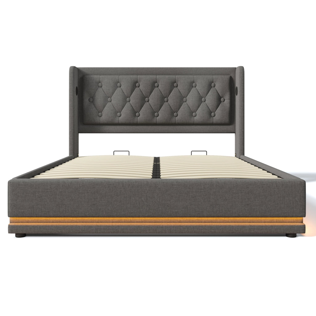 Letto matrimoniale contenitore grigio 140x200 cm