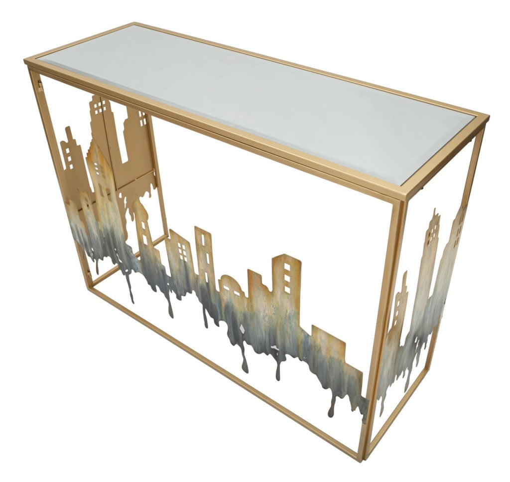 Console City 110x38,5x81 cm in Ferro e MDF e Vetro Multicolor