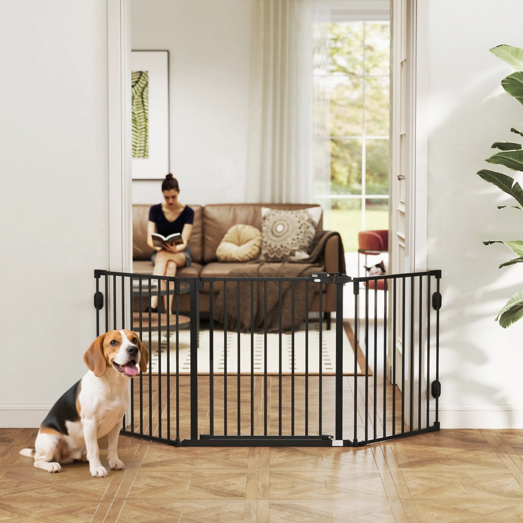 Cancello per Cani Pieghevole in Acciaio ¨C Minimal ¨C Nero 202.5x2x76cm