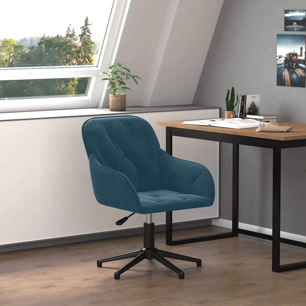 Sedia Girevole da Ufficio Blu in Velluto 344855