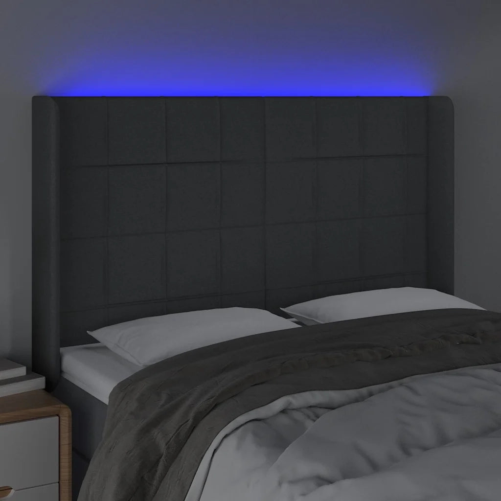 Testiera a LED GrigioScuro 147x16x118/128cm inTessuto 3124047