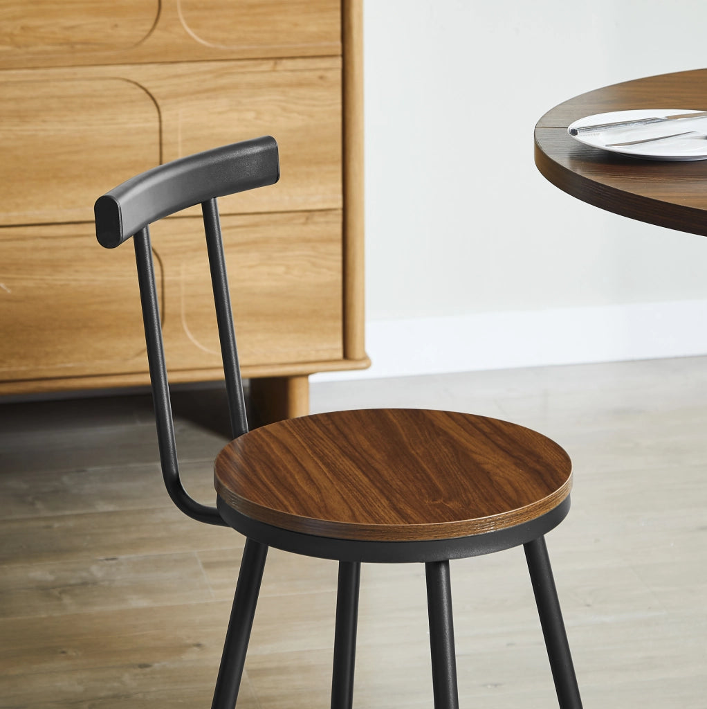 TAVOLO BAR ROTONDO 80 cm Noce Set 3 pezzi con 2 sgabelli