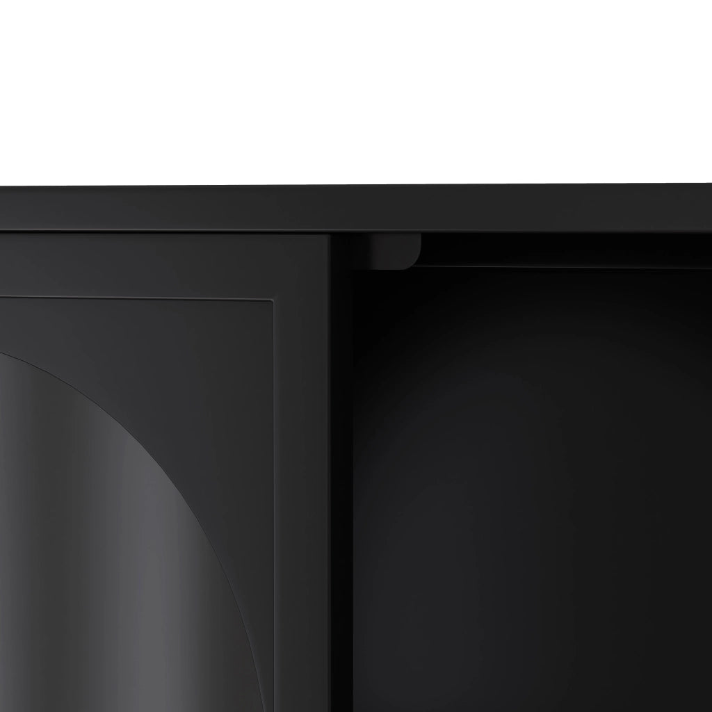 Vetrina sospesa a parete a quattro ante in metallo e vetro grigio per cucina e soggiorno nera 120 × 23 × 70 cm