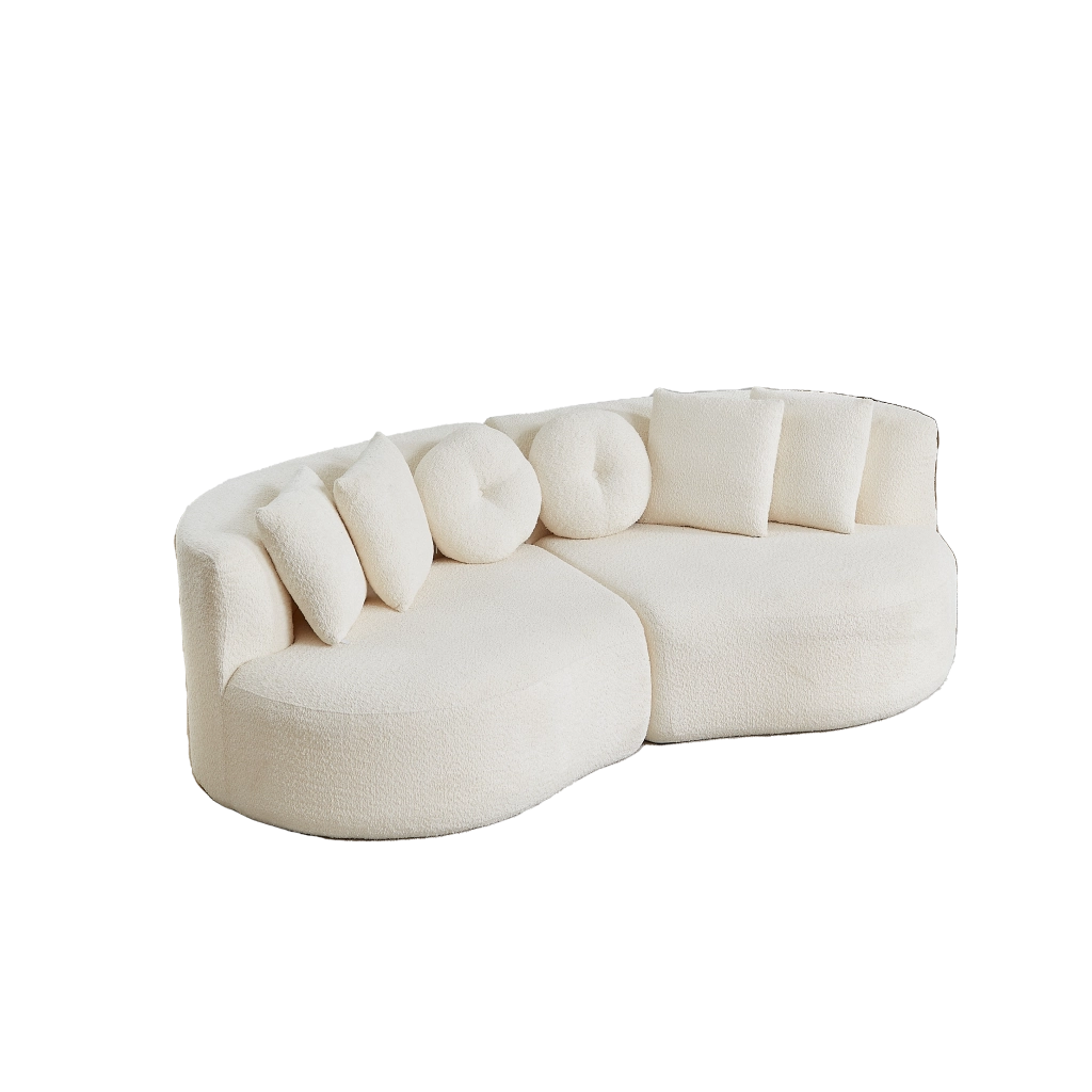 Divano modulare 2 moduli con schienale continuo in chenille beige