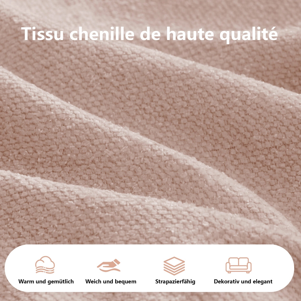 Divano 4 Posti in Tessuto Chenille con Cuscini ¨C MINIMAL ¨C Rosa