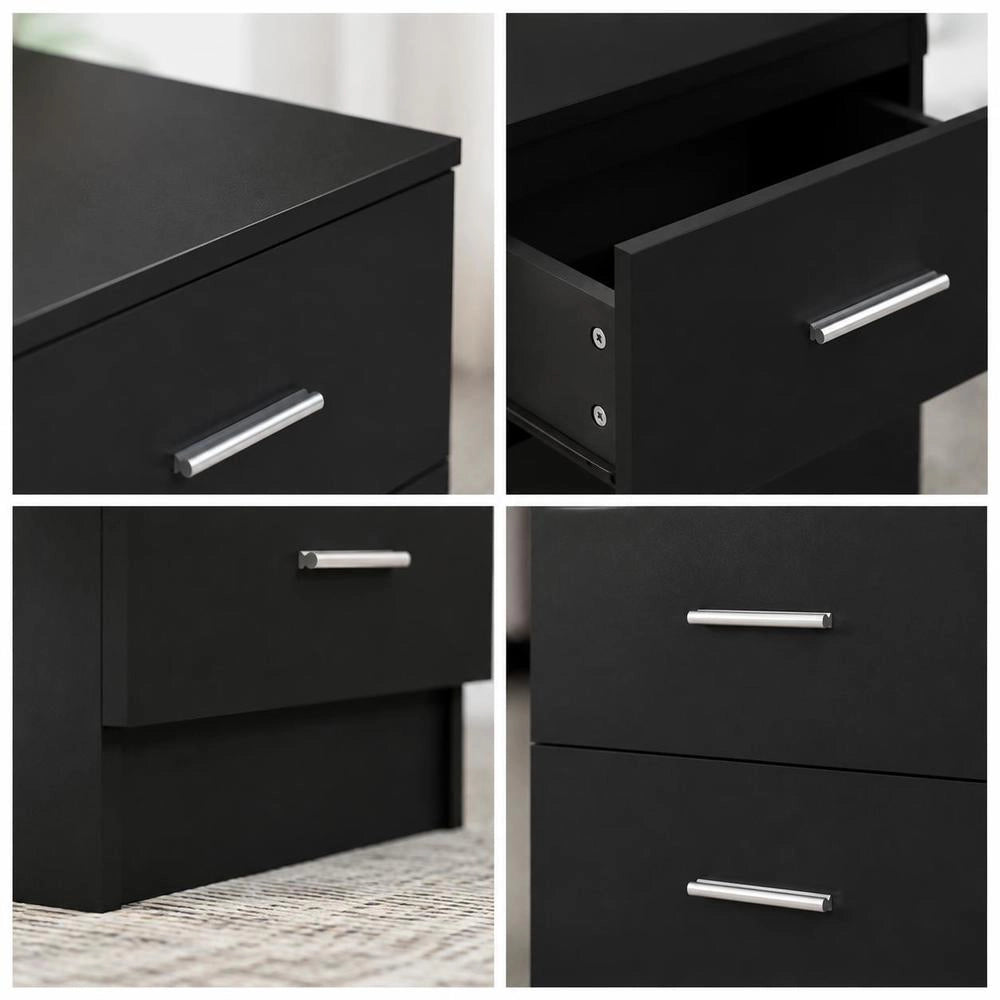 Bedside Tables 2 Pcs. Black 38x35x56 Cm Wood Material