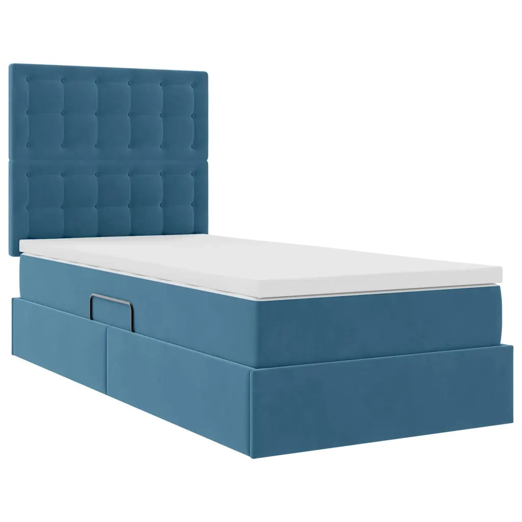 Letto con contenitore e materasso Blu Scuro 100 x 200 cm