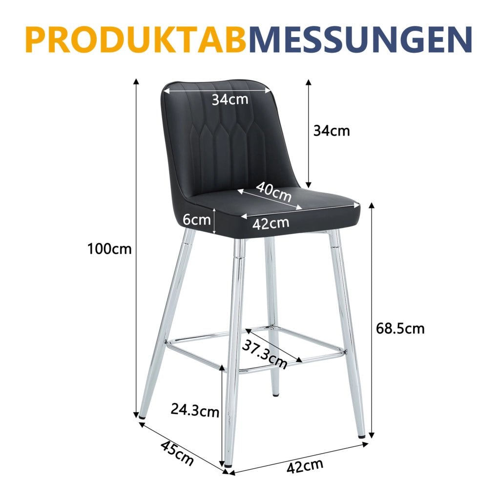 SGABELLO DA BAR Set da 2 pezzi 100 cm PU nero/metallo argento