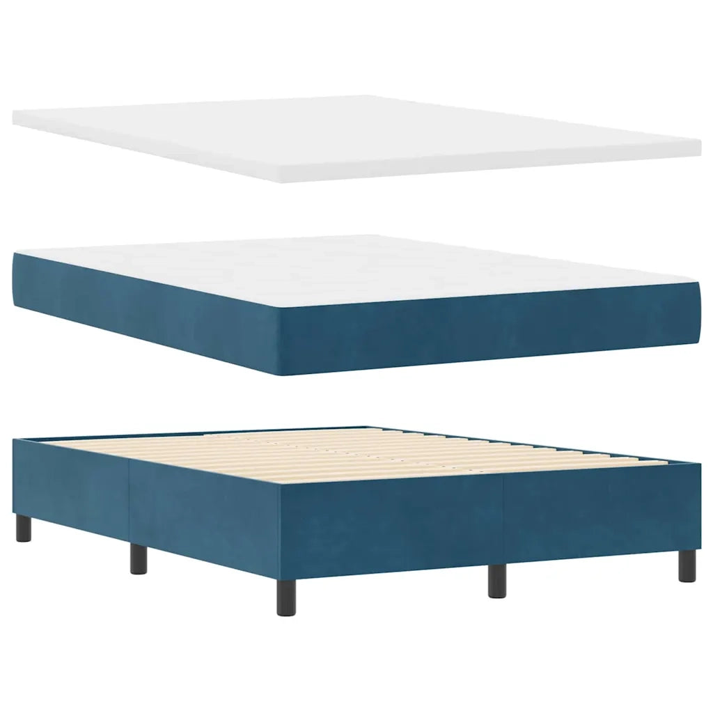Letto a Sorgente LED Blu Scuro 140 x 200 cm Velluto 3343320