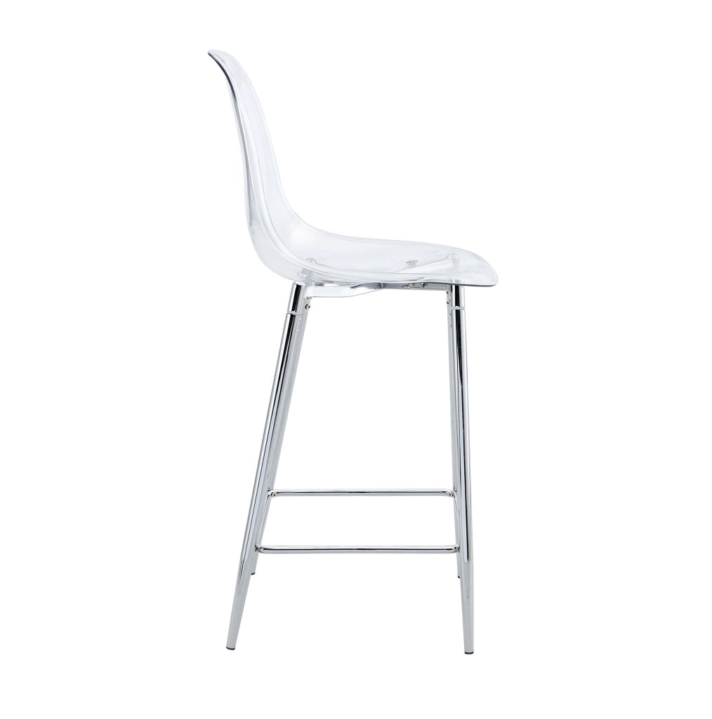 Set 2 sgabelli da bar trasparenti con struttura in metallo argento HOMVRA
