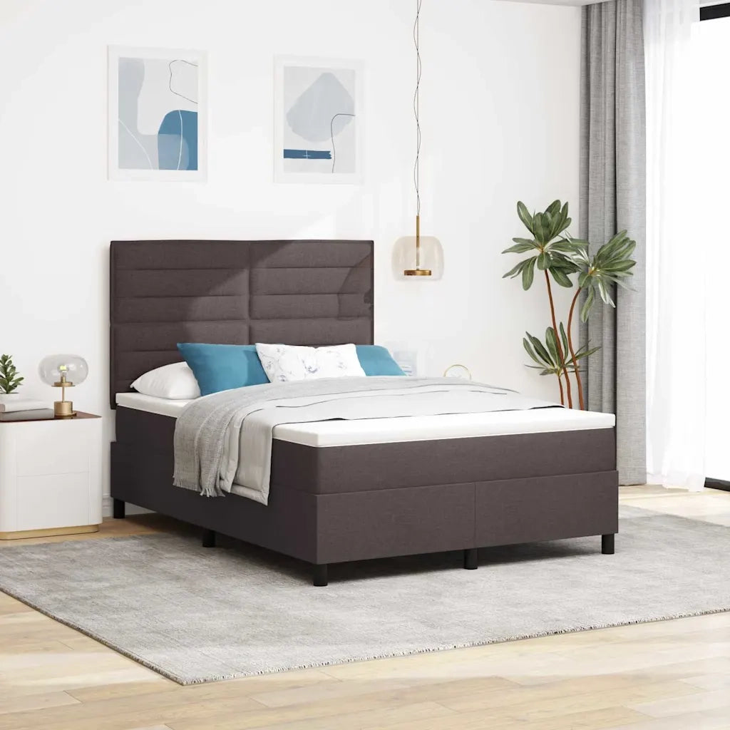 Letto a molle con materasso Marrone scuro 140 x 190 cm Tessuto