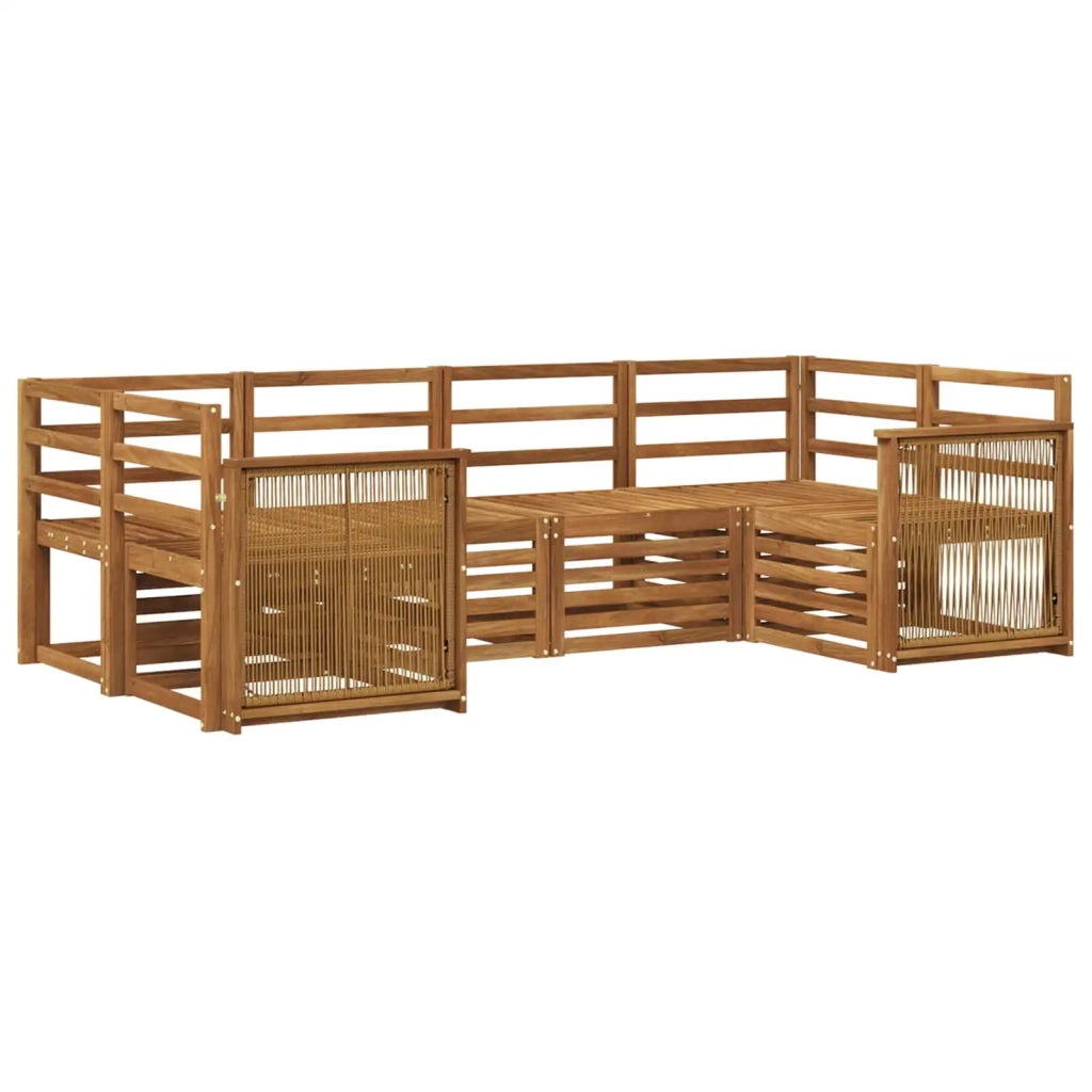 Set di divani da esterno 5 pz Naturale Legno di Acacia Massello 3384775